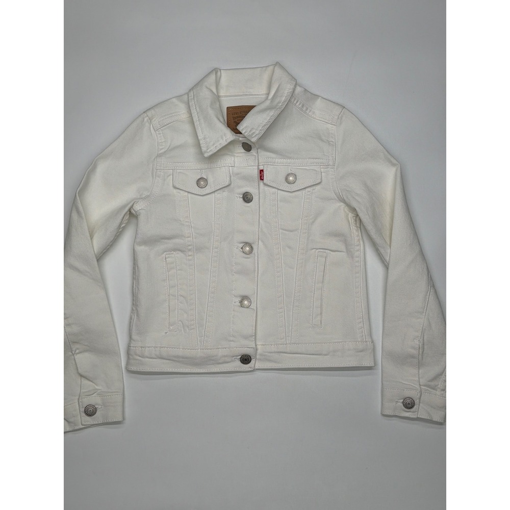 Kids Levis Strauss & Co White Denim Trucker Jacket Size Small 128-140cm 8-10 Yrs